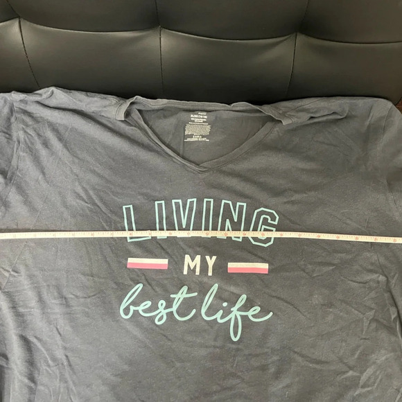 Blue T-Shirt. “Living my best Life”. XL, 16-18. Gently loved - Picture 4 of 4